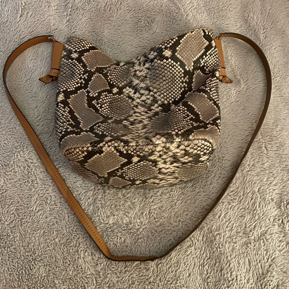 Vince Camuto Brown and Gray Crossbody Bag with Snakeskin Print